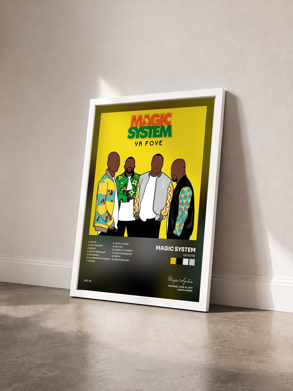 #blanc Tableau de l'album Ya Foye de Magic System vu de trois quarts, cadre blanc