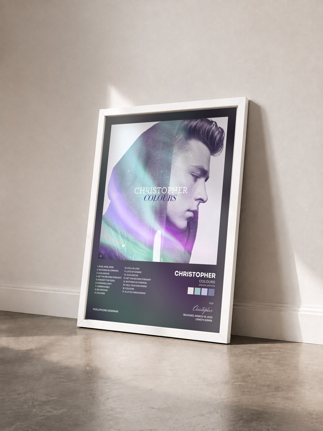 #blanc Tableau de l'album Colours (Special Edition) de Christopher vu de trois quarts, cadre blanc
