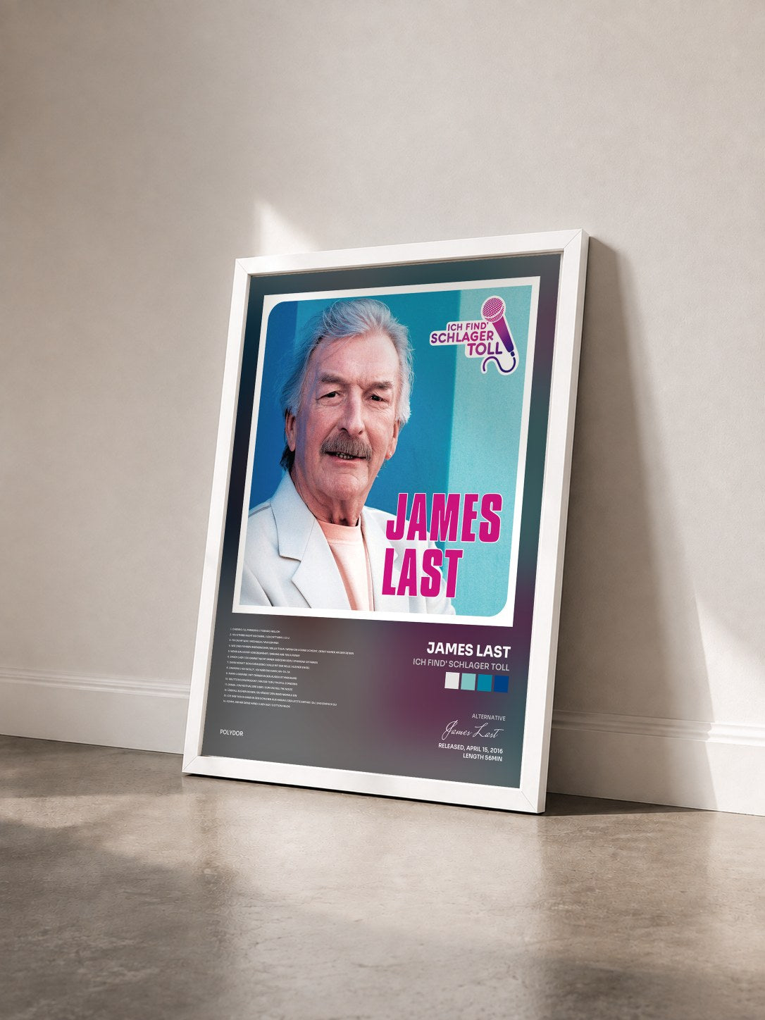#blanc Tableau de l'album Ich find' Schlager toll de James Last vu de trois quarts, cadre blanc