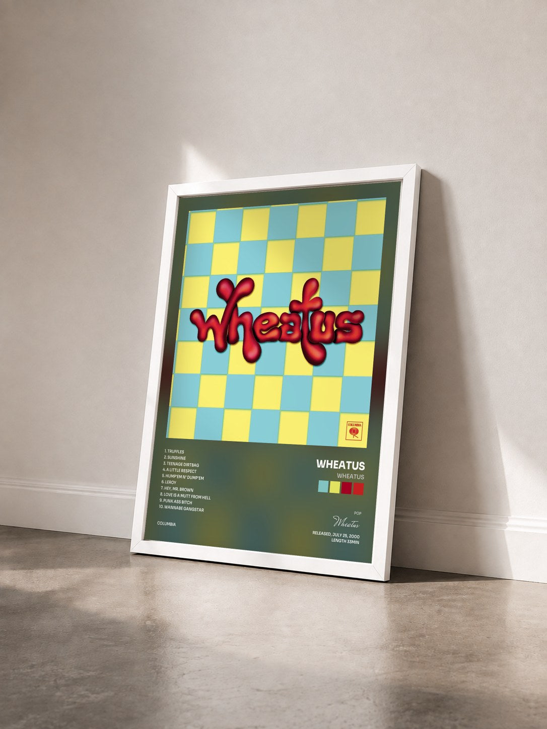 #blanc Tableau de l'album Wheatus de Wheatus vu de trois quarts, cadre blanc