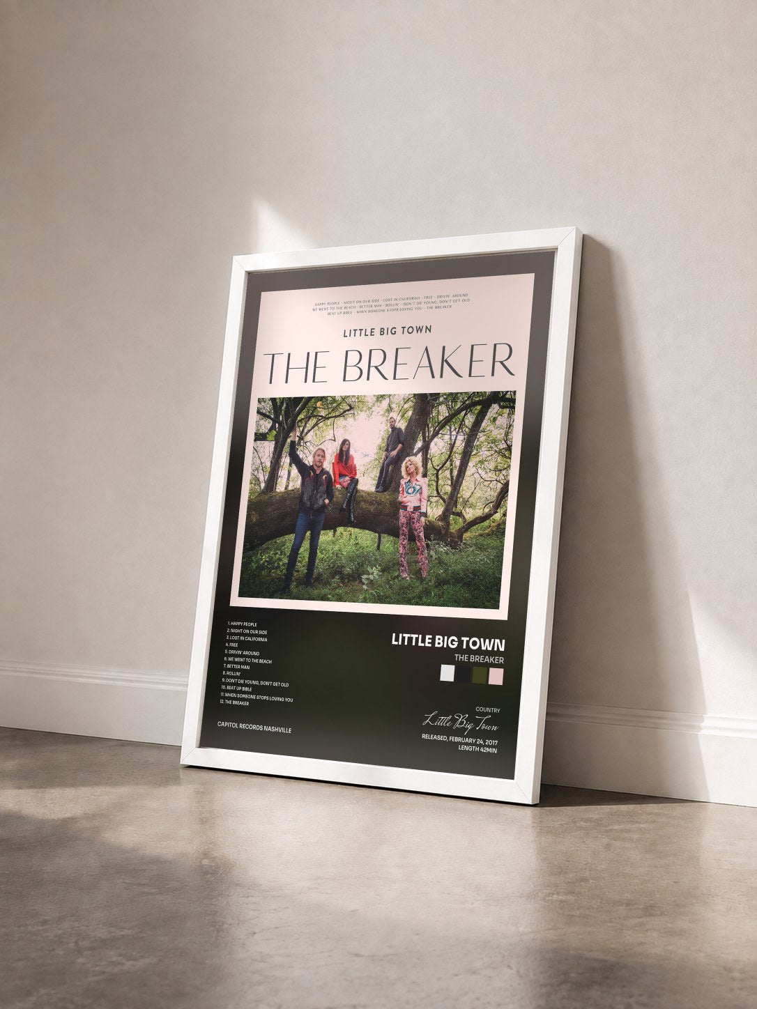 #blanc Tableau de l'album The Breaker de Little Big Town vu de trois quarts, cadre blanc