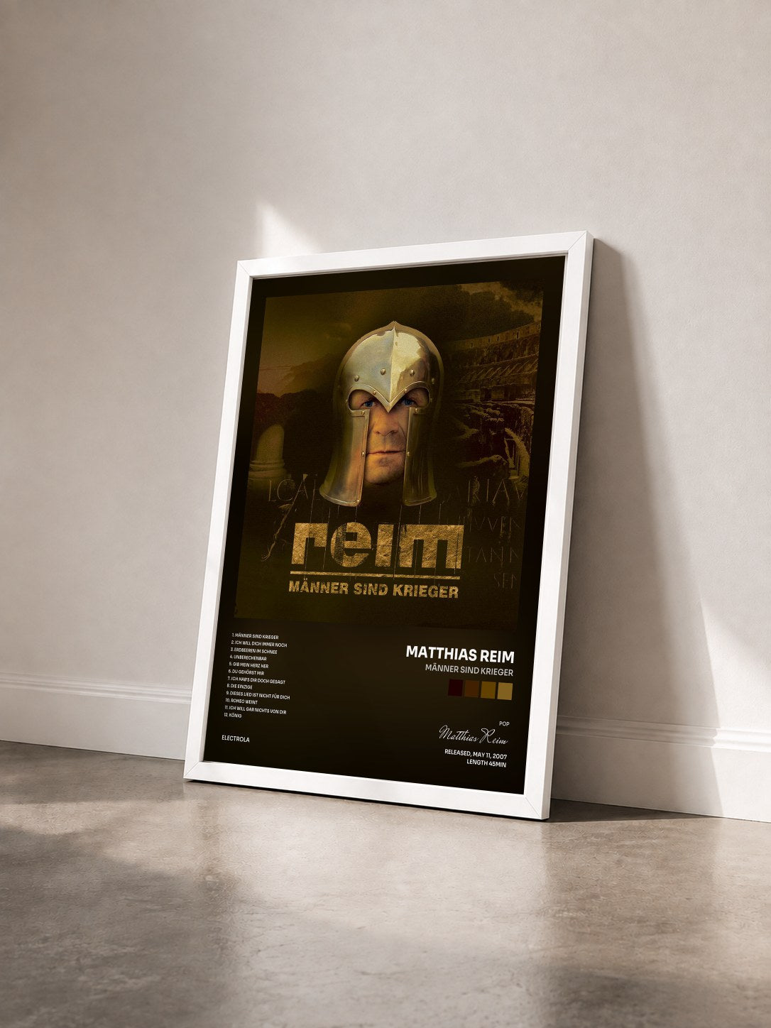 #blanc Tableau de l'album Männer Sind Krieger de Matthias Reim vu de trois quarts, cadre blanc