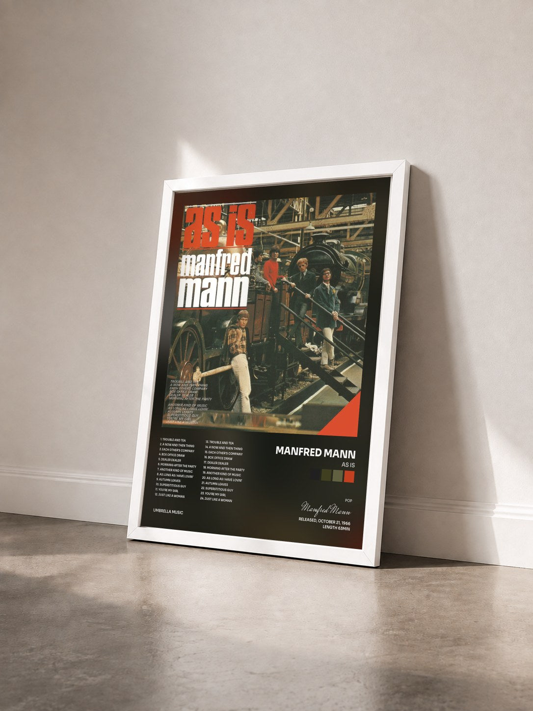 #blanc Tableau de l'album As Is de Manfred Mann vu de trois quarts, cadre blanc