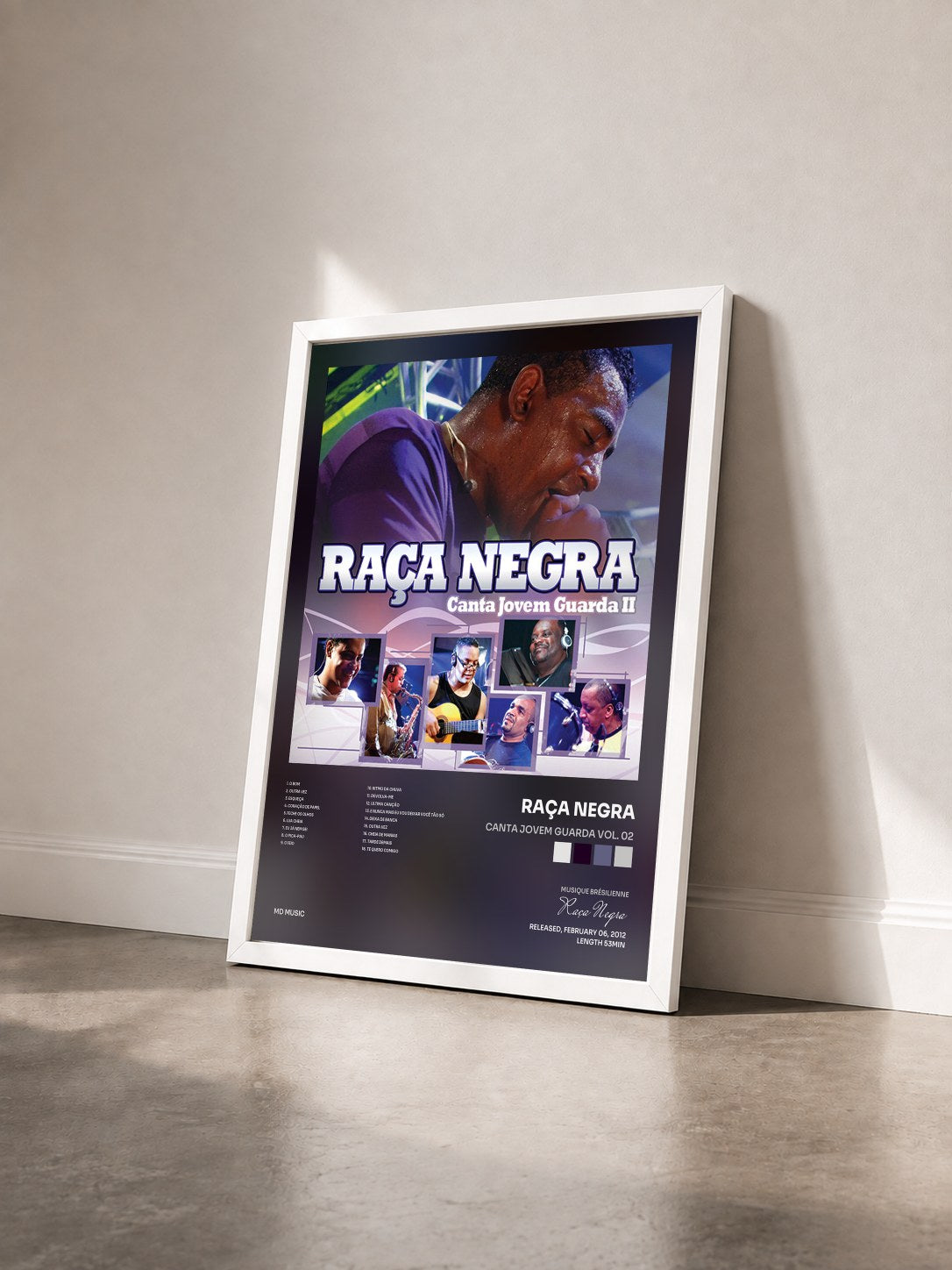 #blanc Tableau de l'album Canta Jovem Guarda Vol. 02 de Raça Negra vu de trois quarts, cadre blanc