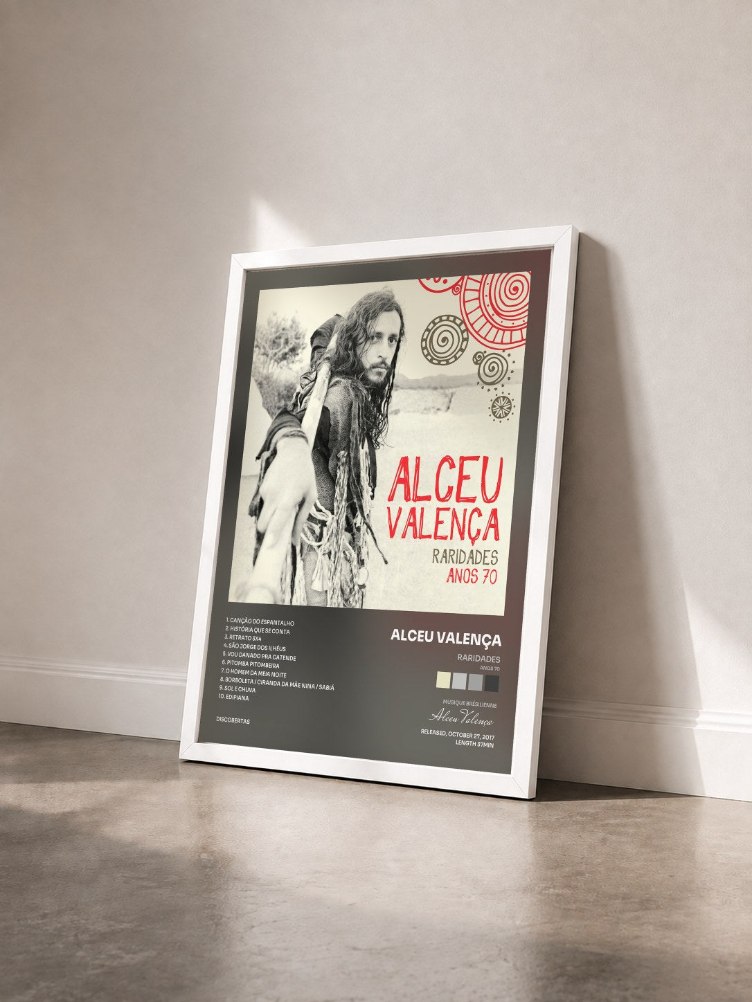 #blanc Tableau de l'album Raridades (Anos 70) de Alceu Valença vu de trois quarts, cadre blanc