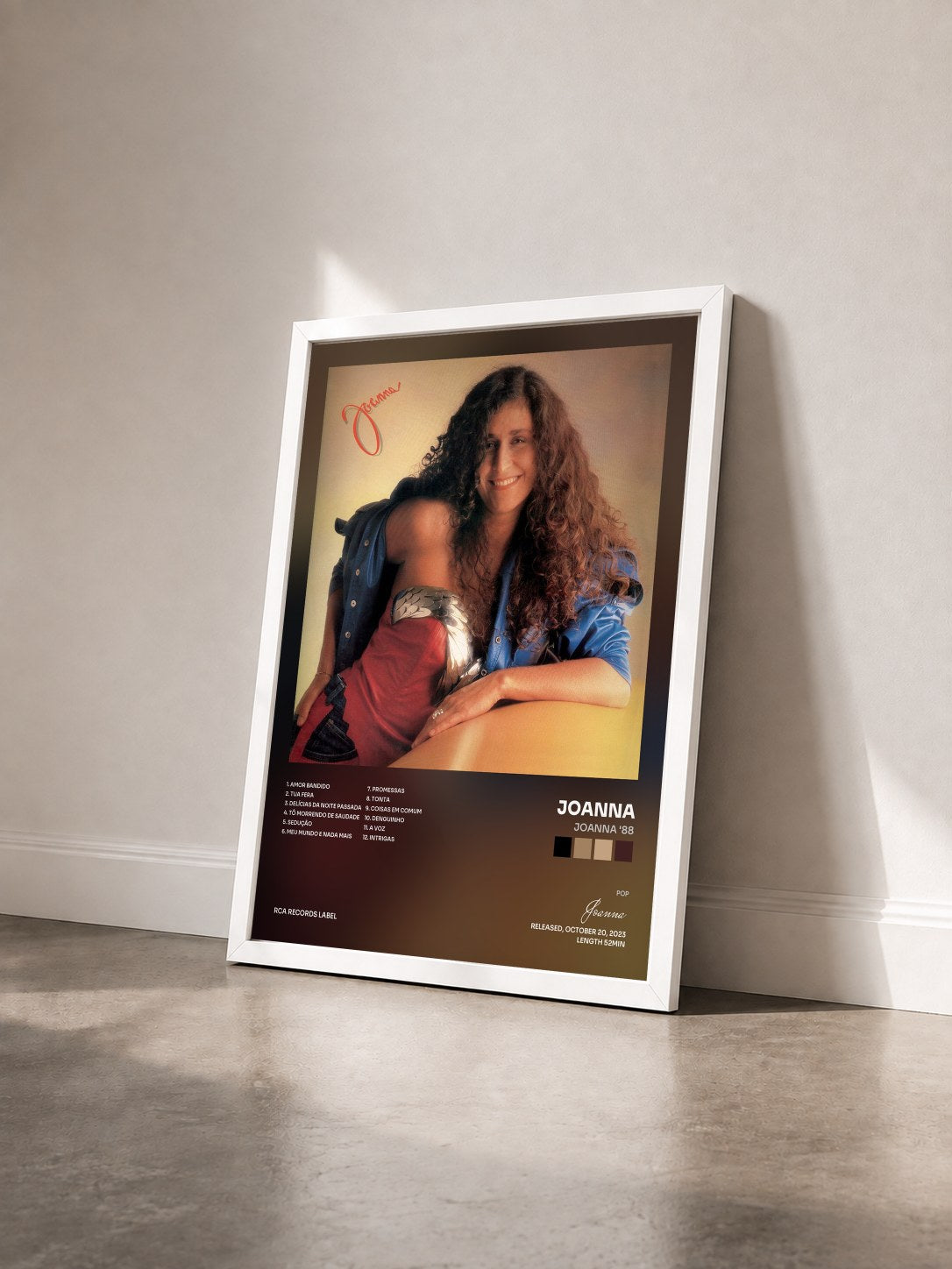 #blanc Tableau de l'album Joanna '88 de Joanna vu de trois quarts, cadre blanc