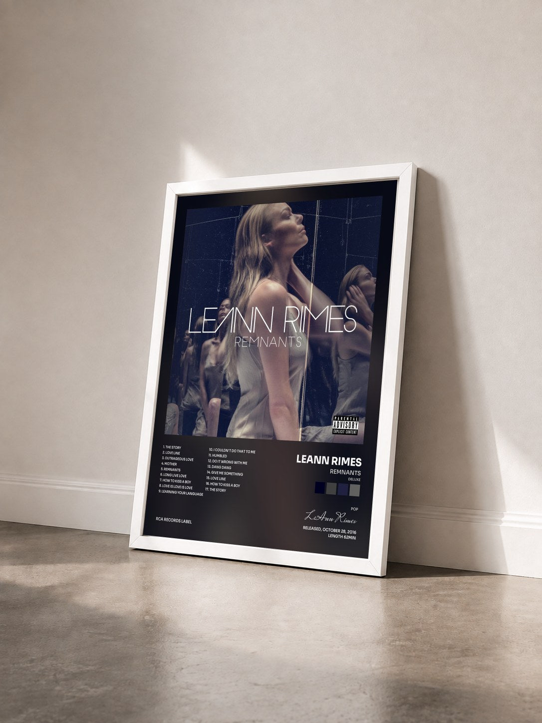 #blanc Tableau de l'album Remnants (Deluxe) de LeAnn Rimes vu de trois quarts, cadre blanc