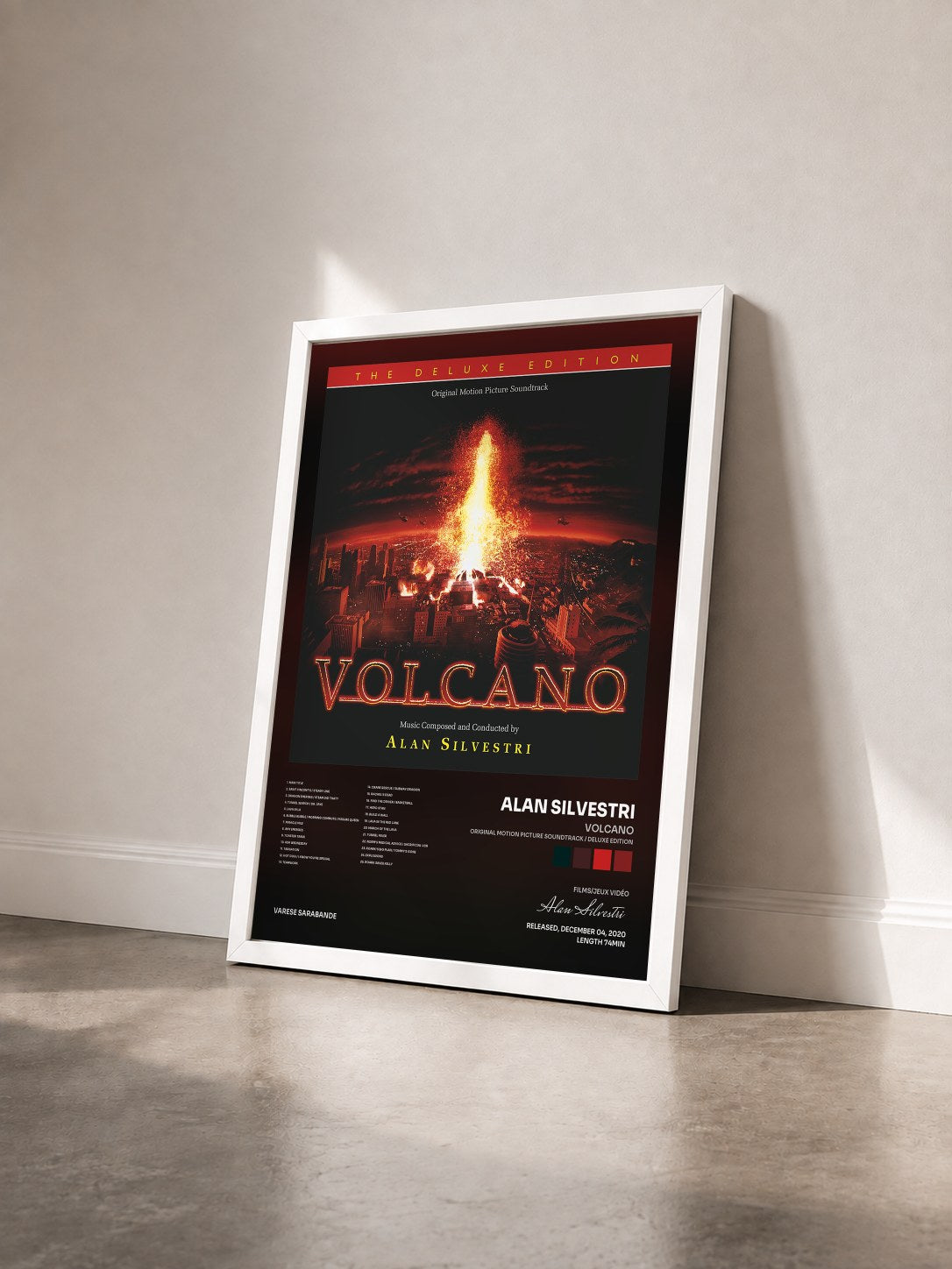 #blanc Tableau de l'album Volcano (Original Motion Picture Soundtrack / Deluxe Edition) de Alan Silvestri vu de trois quarts, cadre blanc