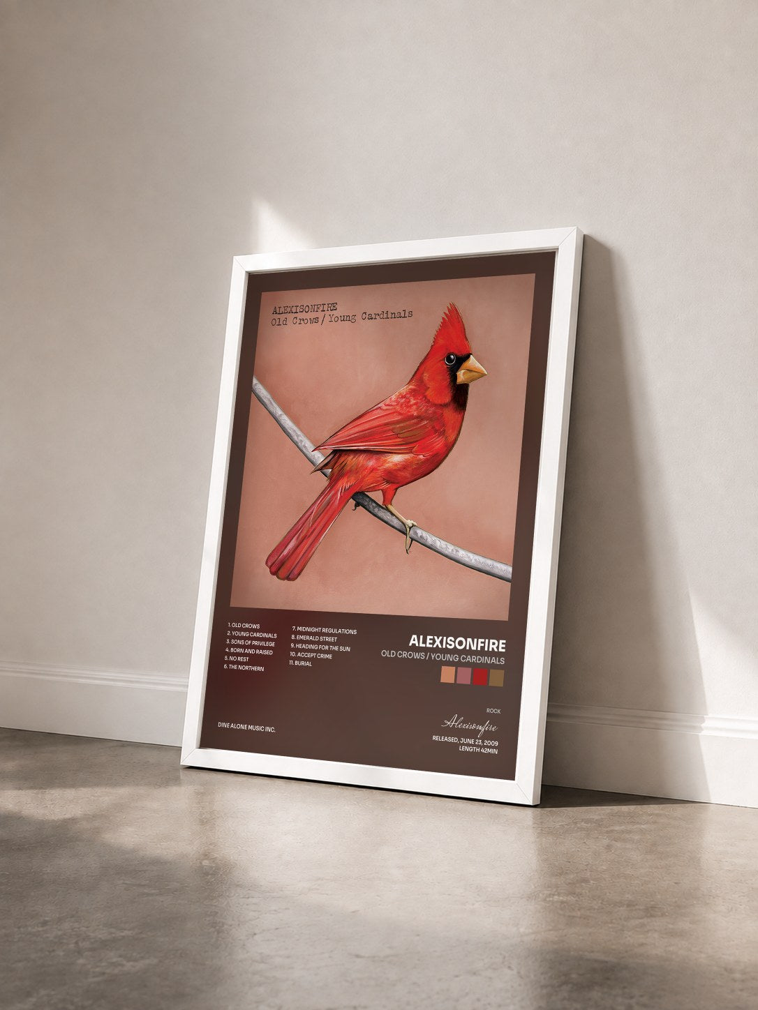 #blanc Tableau de l'album Old Crows / Young Cardinals de Alexisonfire vu de trois quarts, cadre blanc