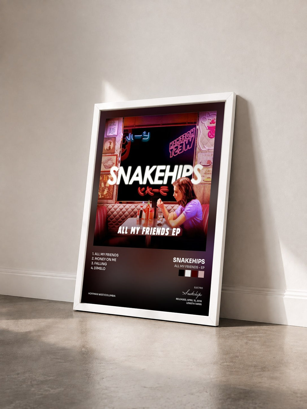 #blanc All My Friends - EP by Snakehips as a framed art print seen at an angle, white frame