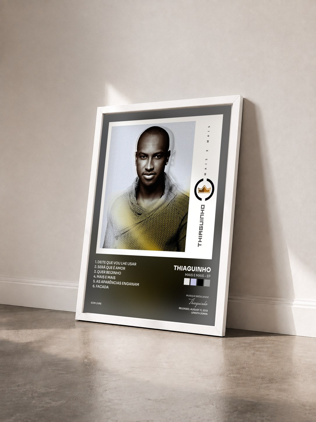 #blanc Tableau de l'album Mais e Mais - Ep de Thiaguinho vu de trois quarts, cadre blanc