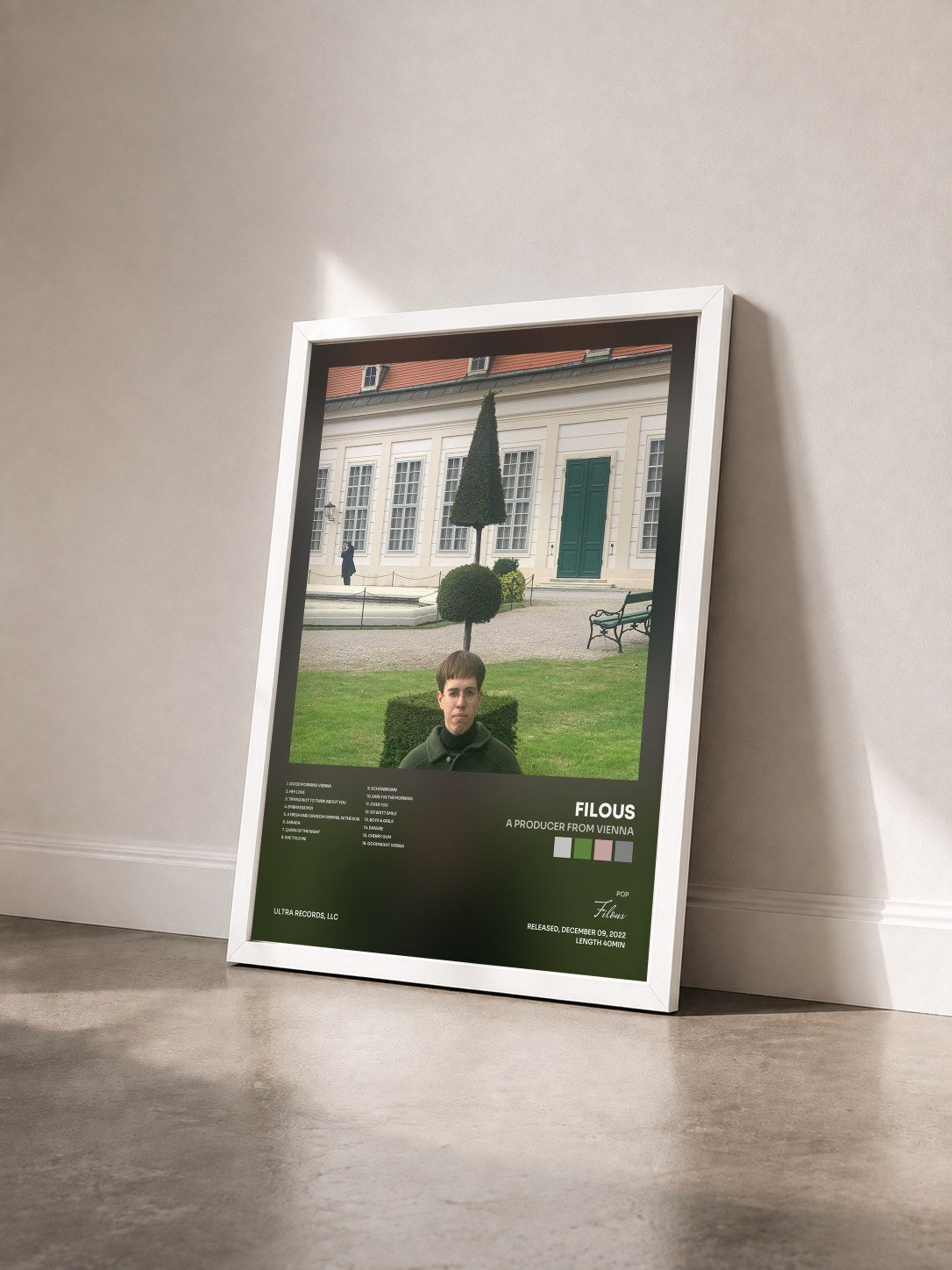 #blanc Tableau de l'album A Producer From Vienna de Filous vu de trois quarts, cadre blanc