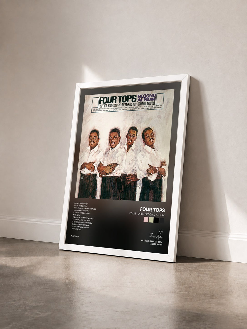 #blanc Tableau de l'album Four Tops - Second Album de Four Tops vu de trois quarts, cadre blanc