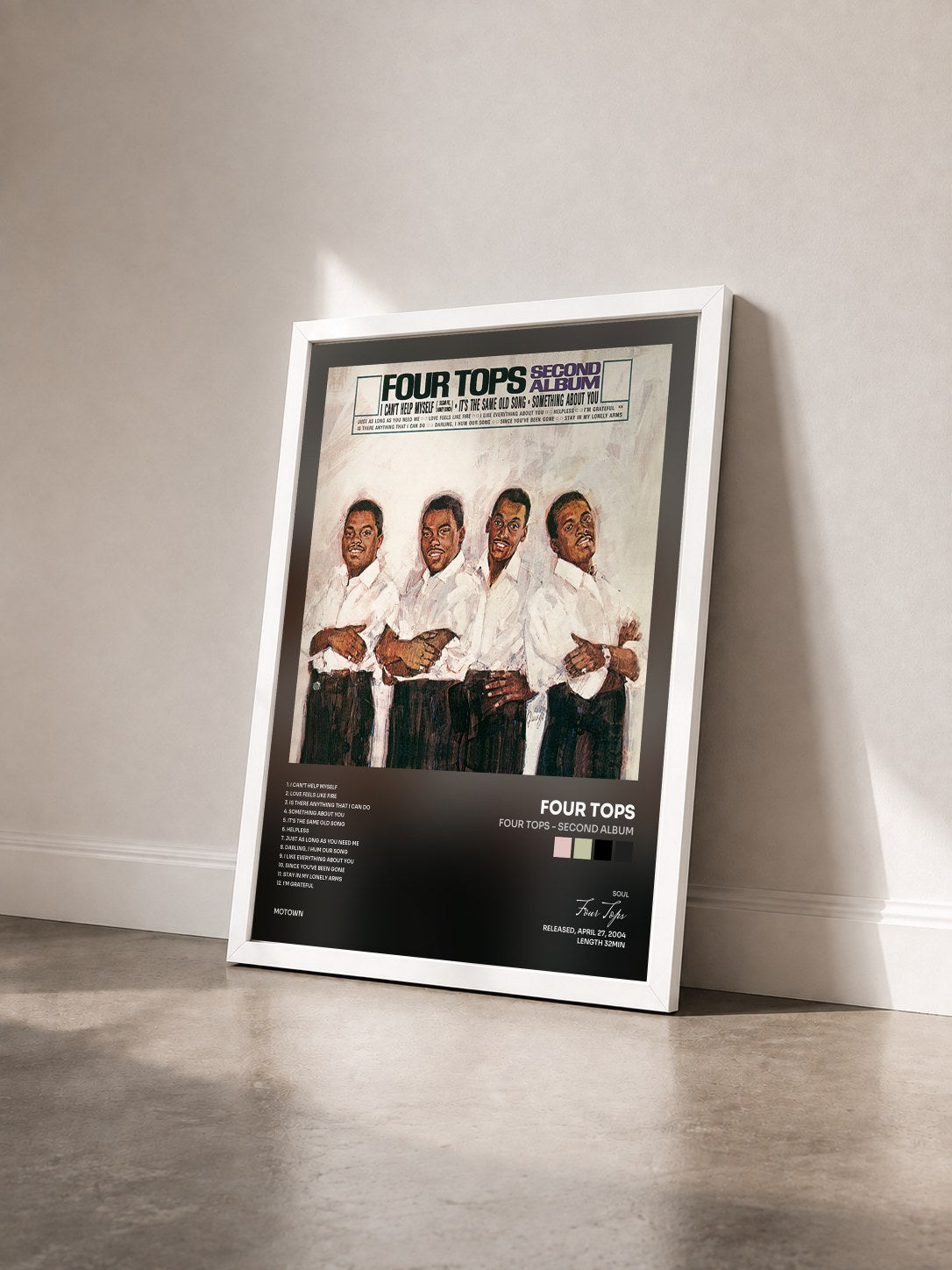 #blanc Tableau de l'album Four Tops - Second Album de Four Tops vu de trois quarts, cadre blanc