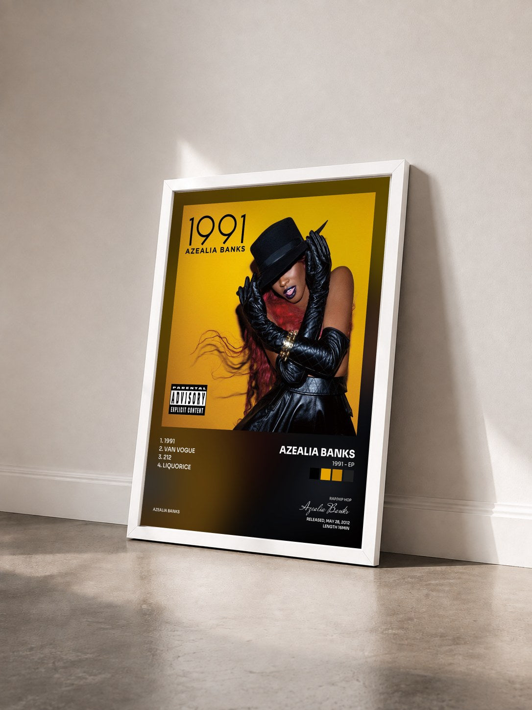 #blanc Tableau de l'album 1991 - EP de Azealia Banks vu de trois quarts, cadre blanc
