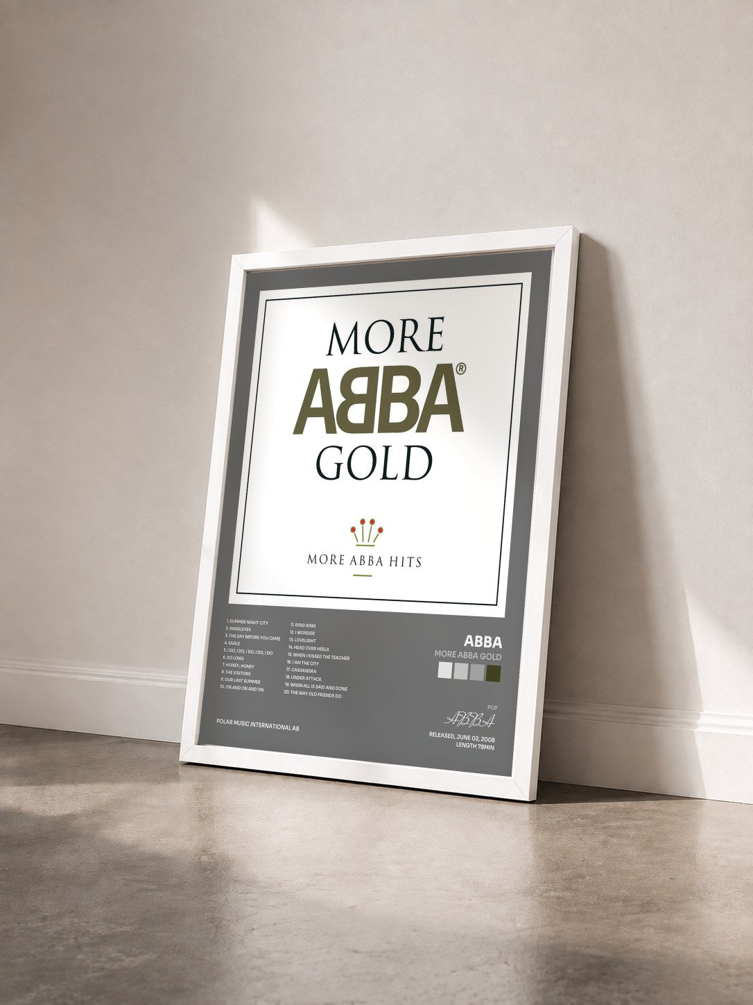#blanc Tableau de l'album More ABBA Gold de ABBA vu de trois quarts, cadre blanc