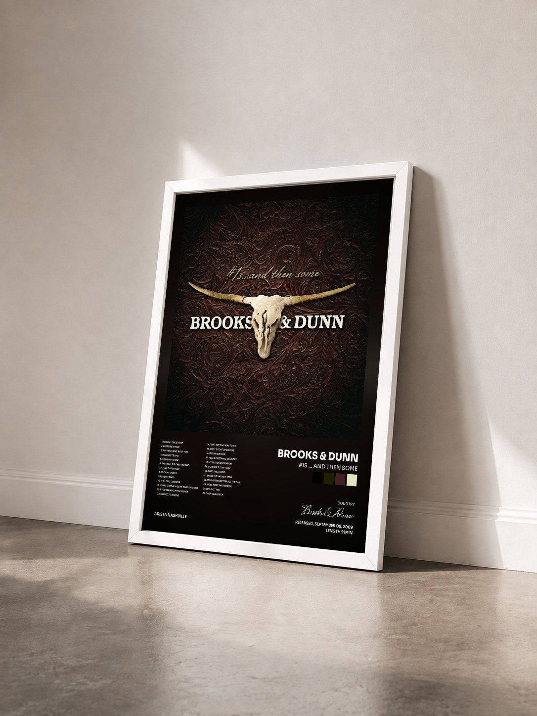 #blanc Tableau de l'album #1s ... and then some de Brooks & Dunn vu de trois quarts, cadre blanc