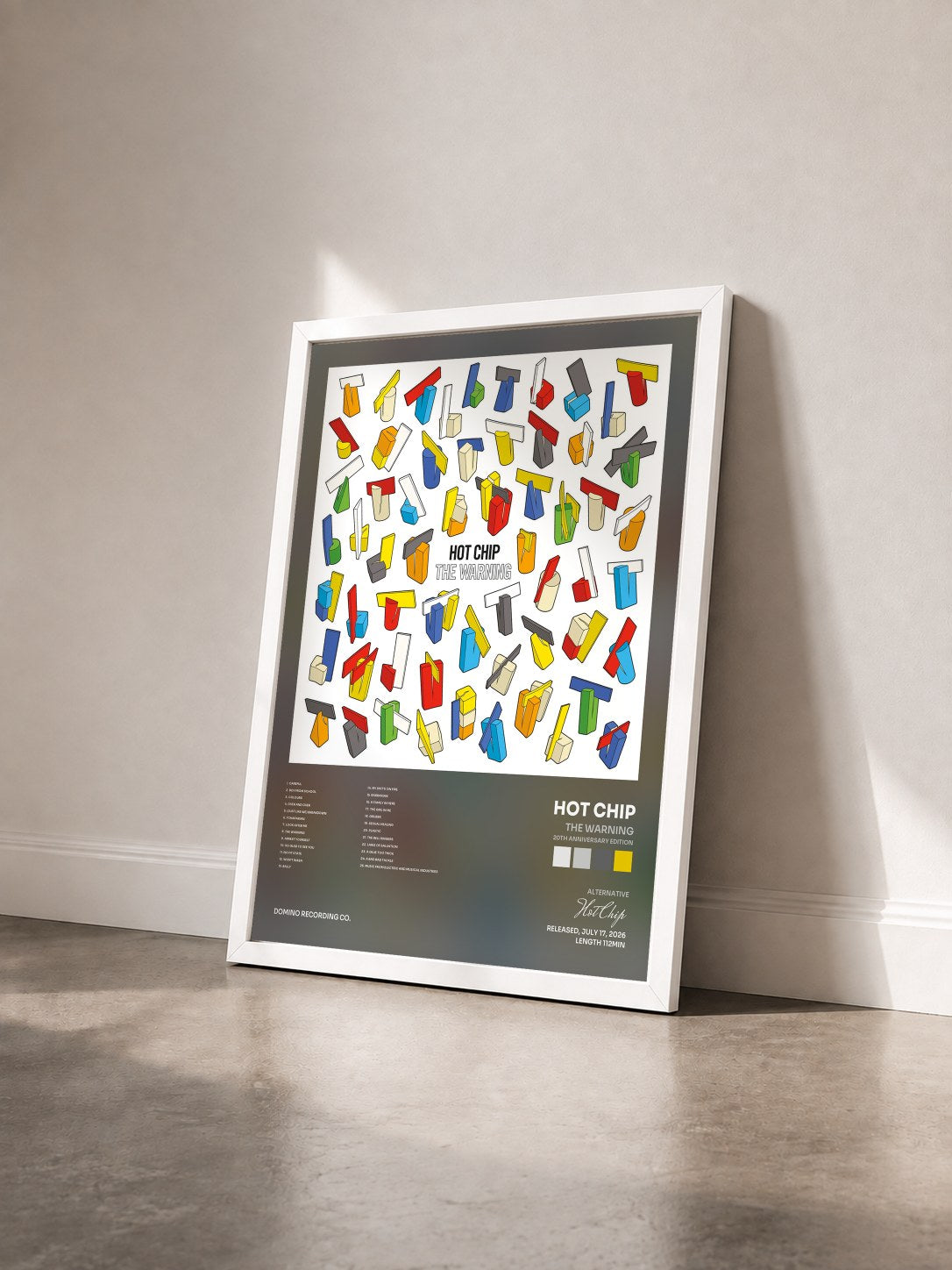 #blanc Tableau de l'album The Warning (20th Anniversary Edition) de Hot Chip vu de trois quarts, cadre blanc