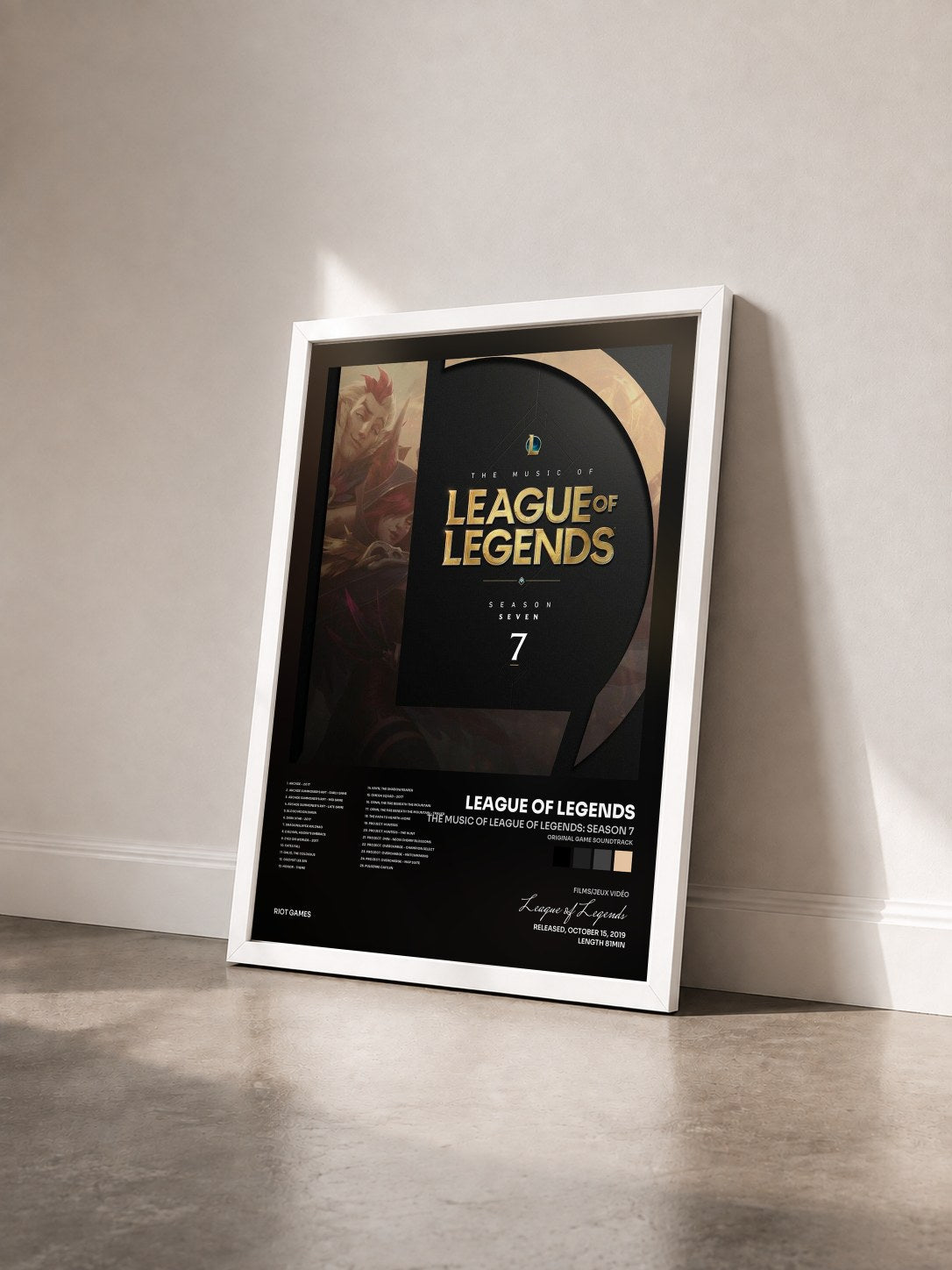 #blanc Tableau de l'album The Music of League of Legends: Season 7 (Original Game Soundtrack) de League of Legends vu de trois quarts, cadre blanc