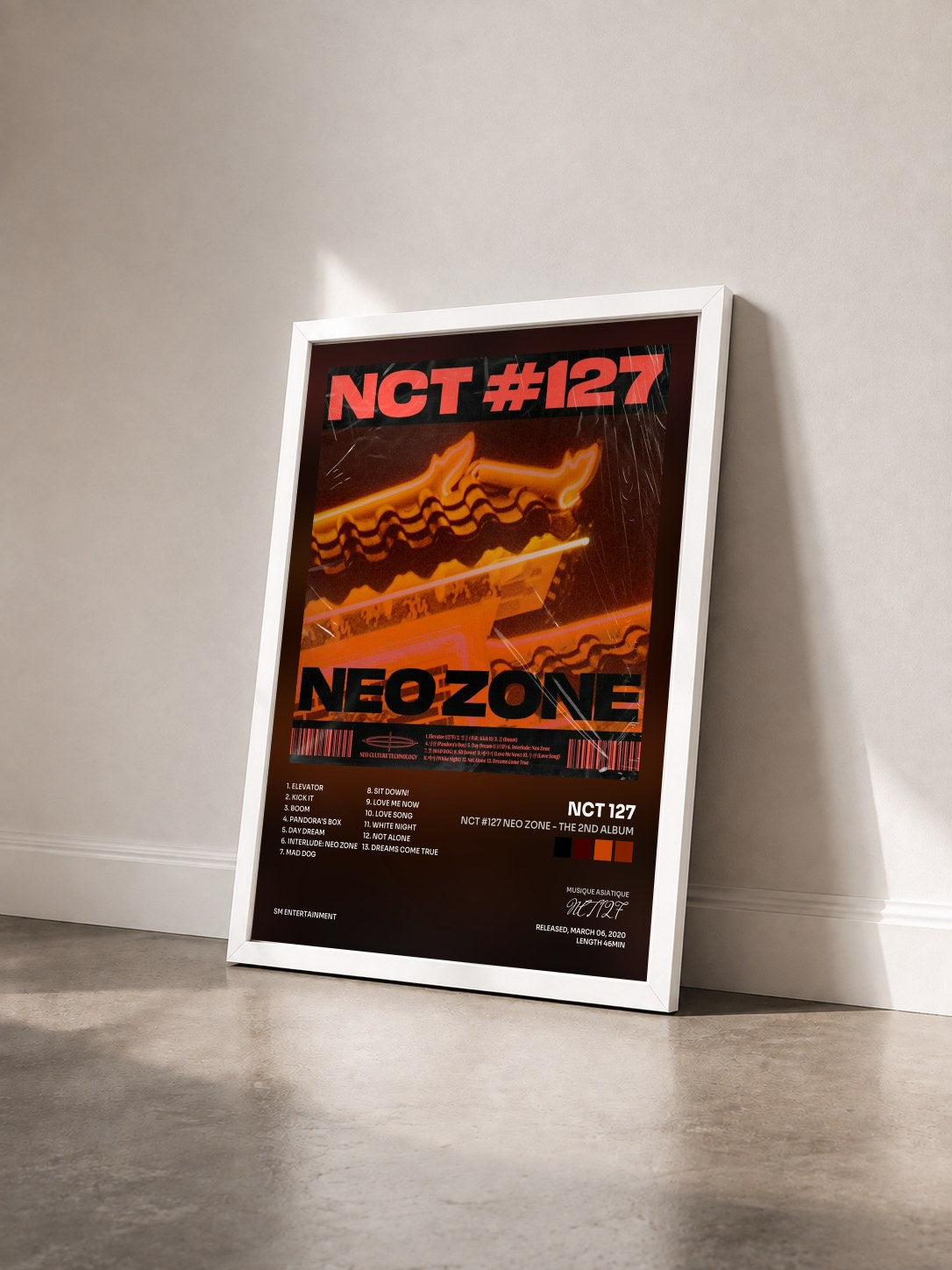 #blanc Tableau de l'album NCT #127 Neo Zone - The 2nd Album de NCT 127 vu de trois quarts, cadre blanc