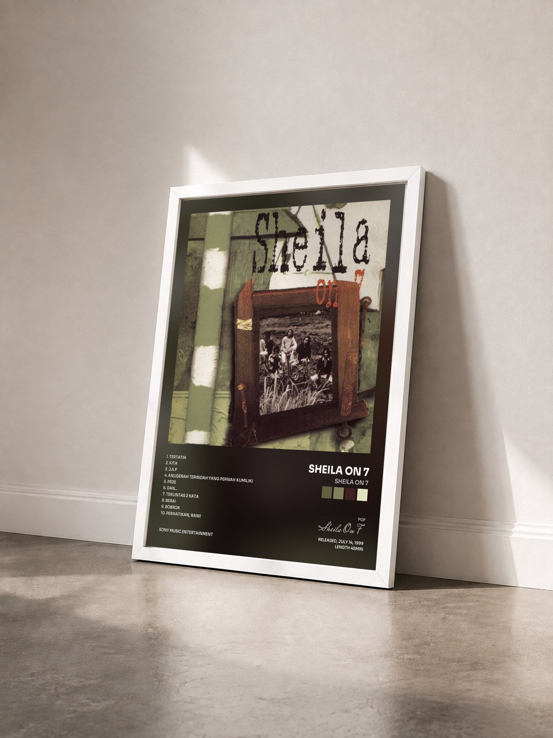 #blanc Tableau de l'album Sheila On 7 de Sheila On 7 vu de trois quarts, cadre blanc