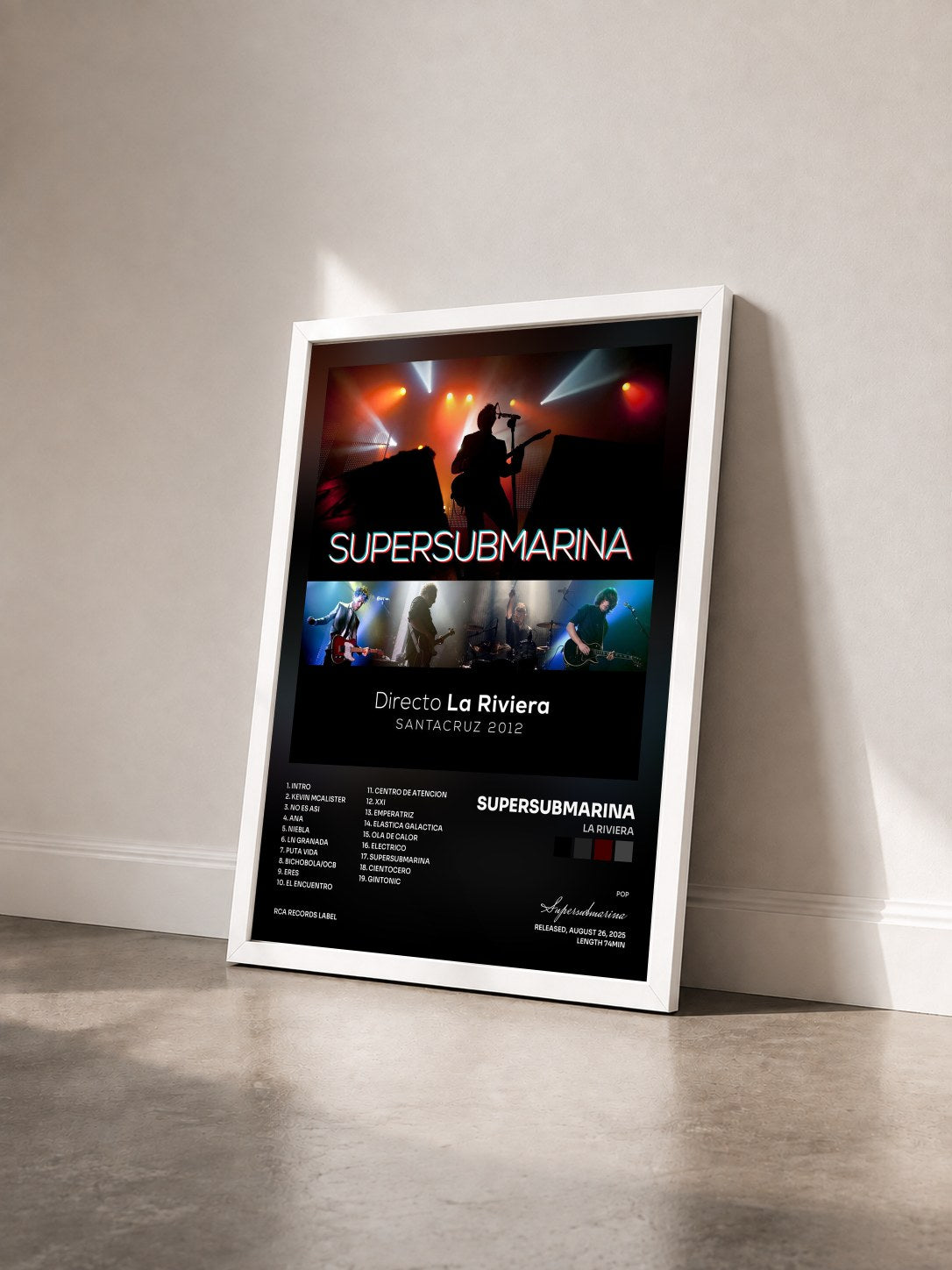 #blanc Tableau de l'album La Riviera de Supersubmarina vu de trois quarts, cadre blanc