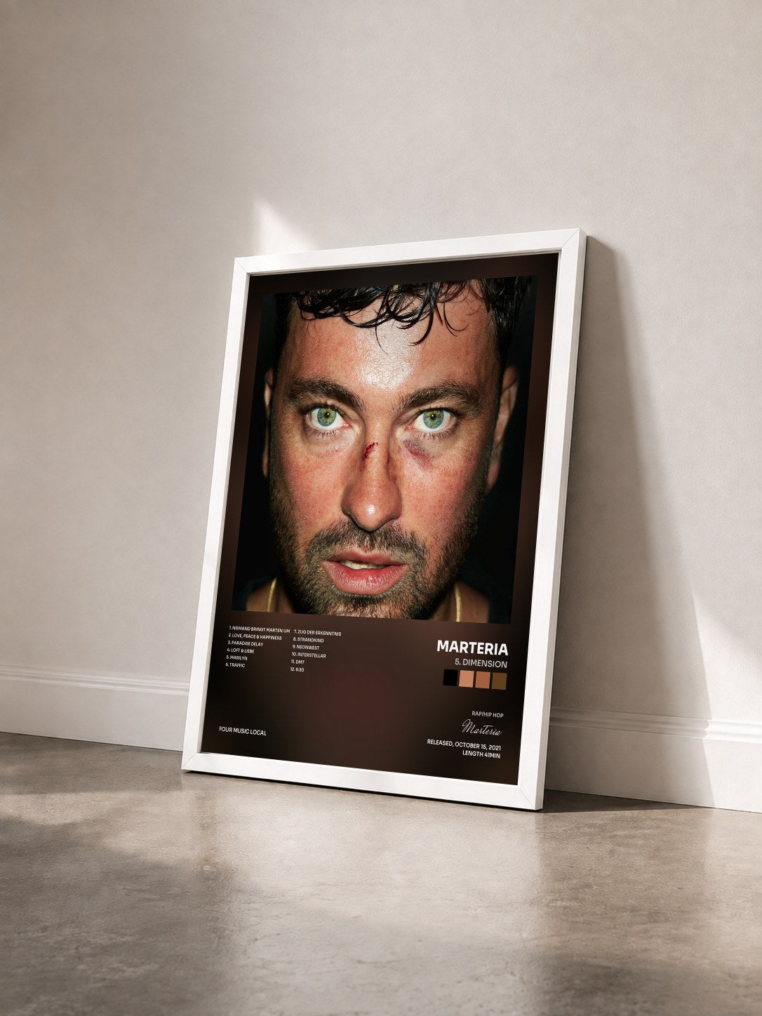#blanc Tableau de l'album 5. DIMENSION de Marteria vu de trois quarts, cadre blanc