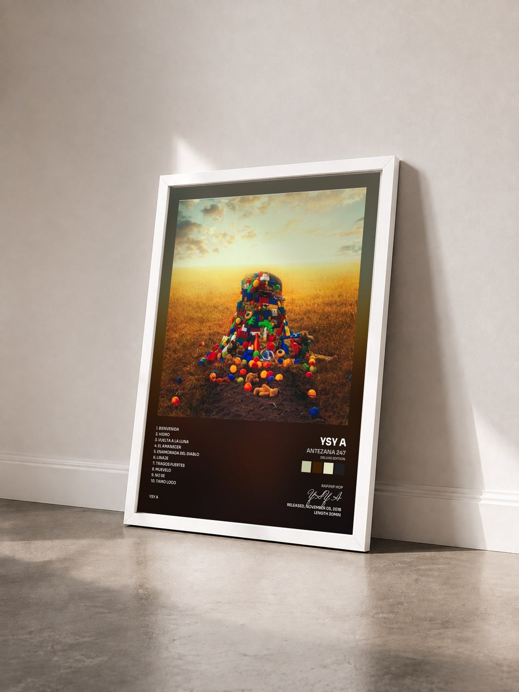 #blanc Antezana 247 (Deluxe Edition) by YSY A as a framed art print seen at an angle, white frame