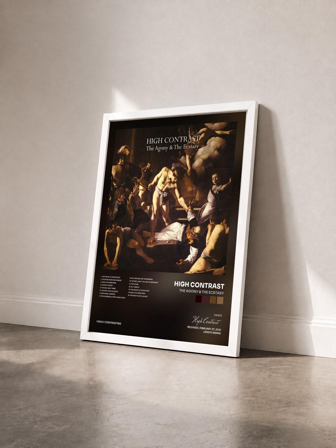 #blanc Tableau de l'album The Agony & The Ecstasy de High Contrast vu de trois quarts, cadre blanc
