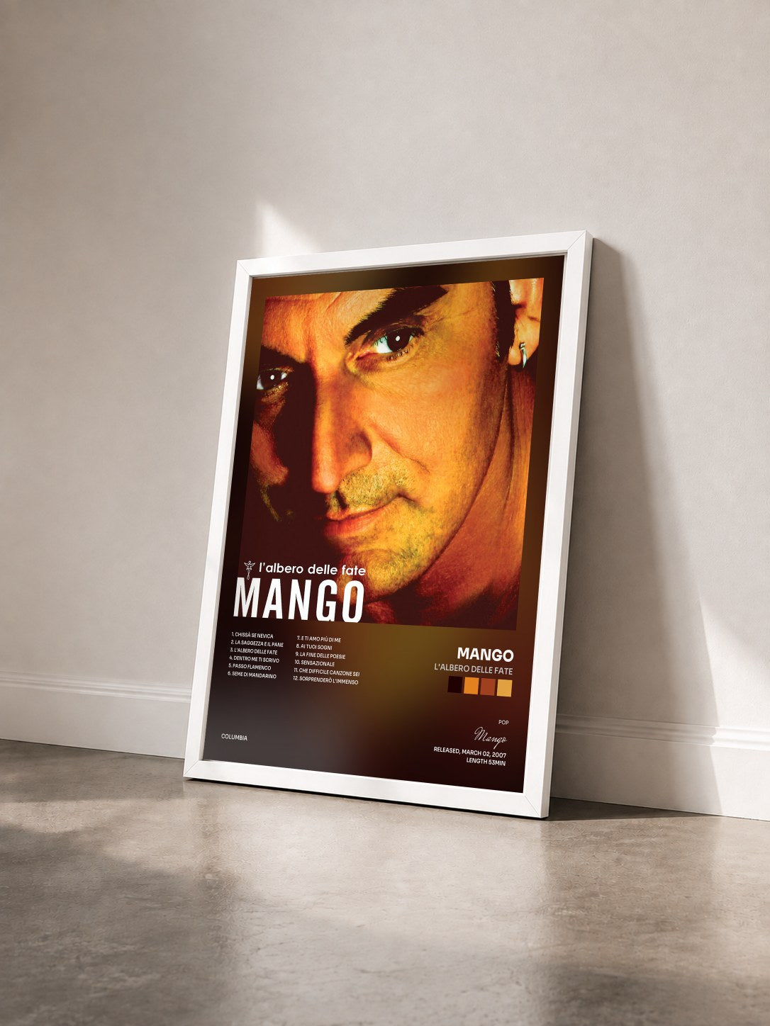 #blanc Tableau de l'album L'Albero delle fate de Mango vu de trois quarts, cadre blanc