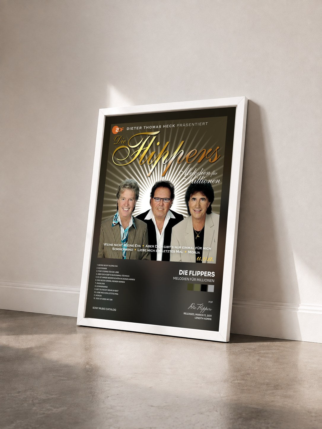 #blanc Tableau de l'album Melodien für Millionen de Die Flippers vu de trois quarts, cadre blanc