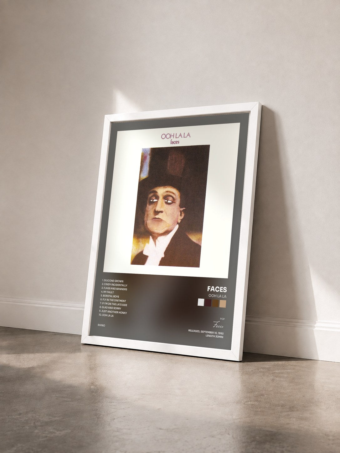 #blanc Tableau de l'album Ooh La La de Faces vu de trois quarts, cadre blanc