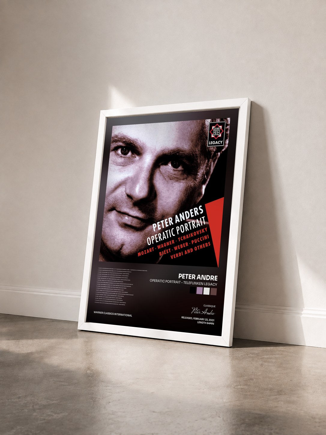 #blanc Tableau de l'album Operatic Portrait - Telefunken Legacy de Peter Andre vu de trois quarts, cadre blanc