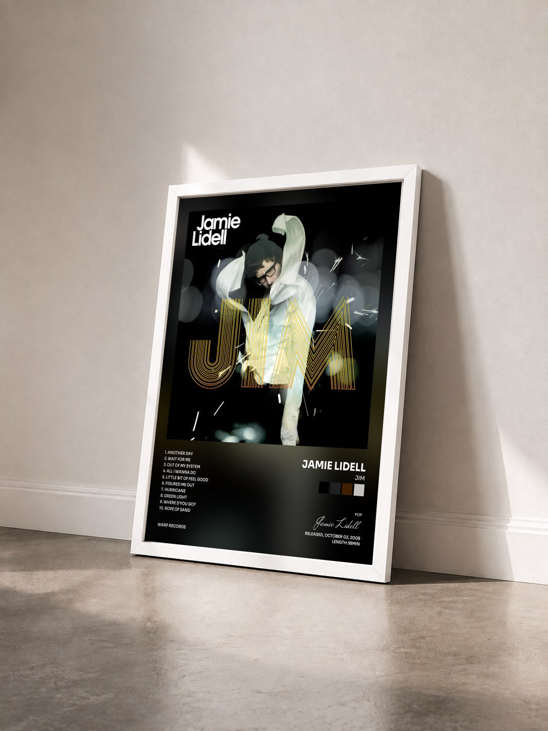 #blanc Tableau de l'album Jim de Jamie Lidell vu de trois quarts, cadre blanc