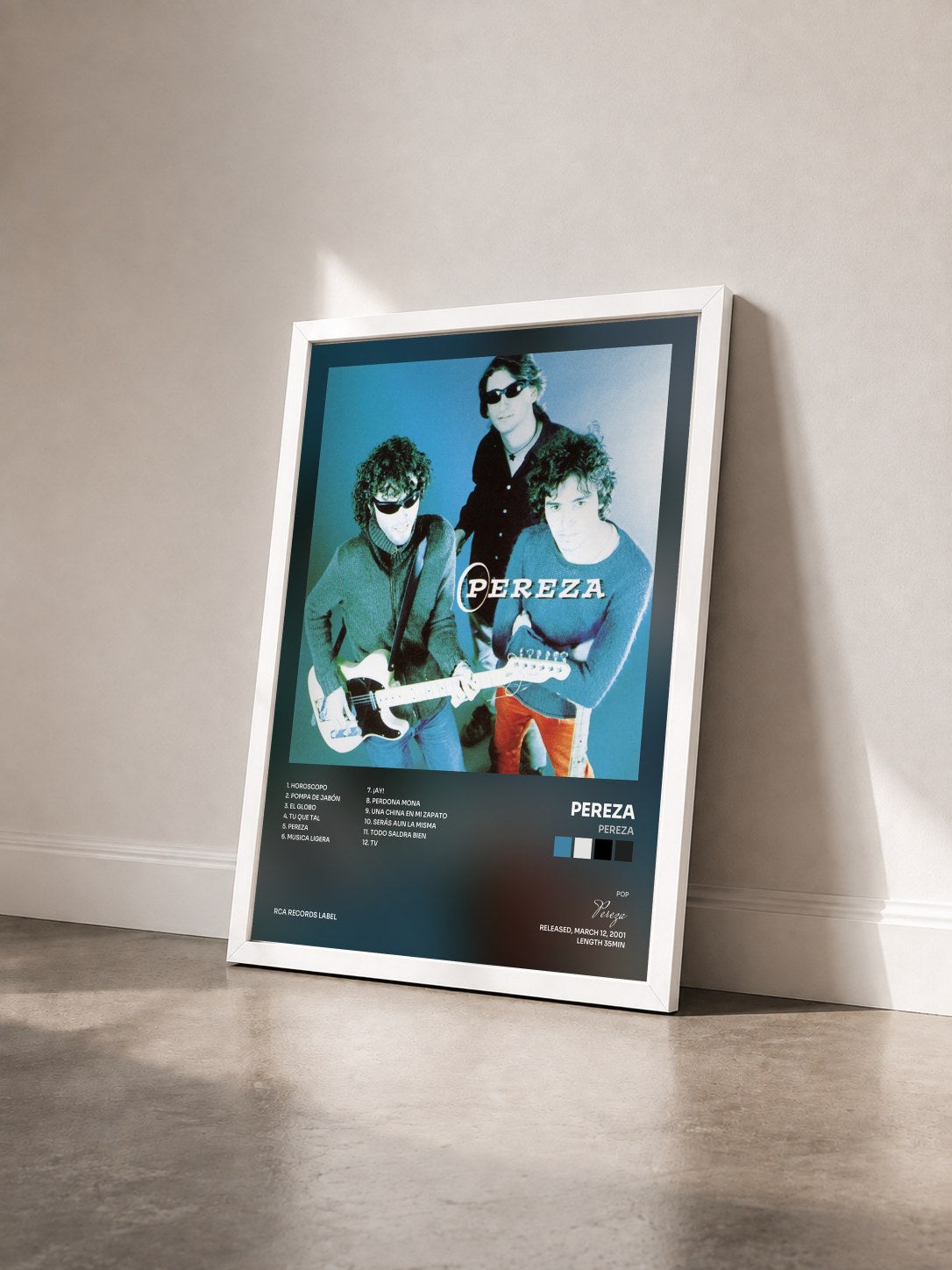 #blanc Tableau de l'album Pereza de Pereza vu de trois quarts, cadre blanc