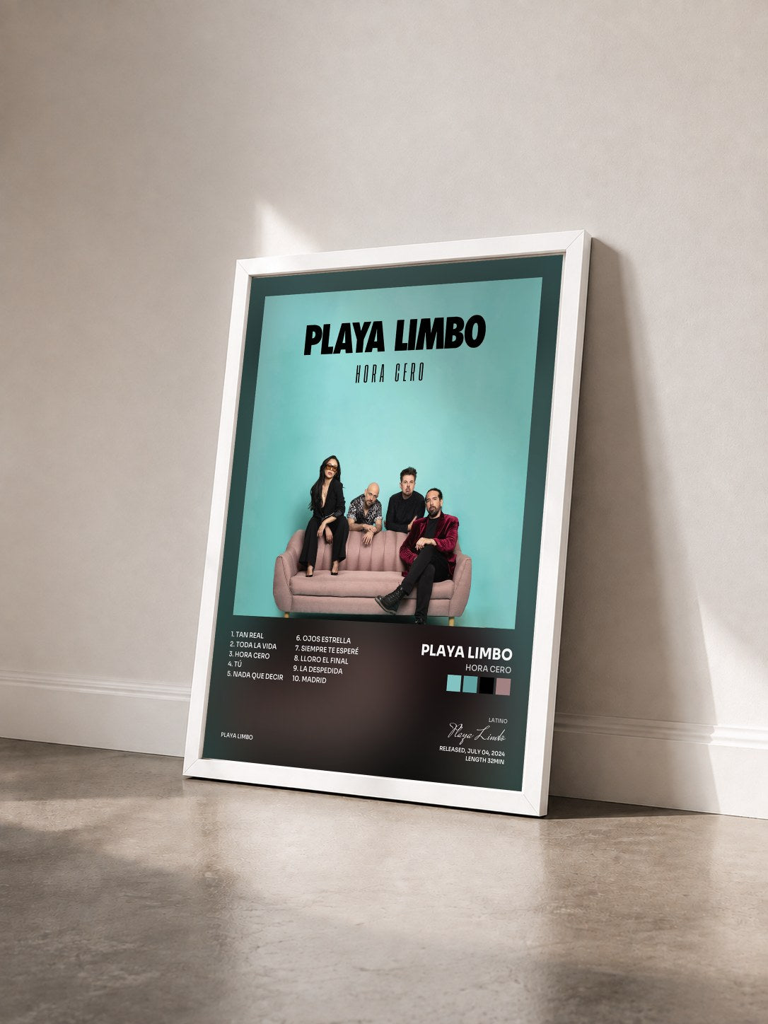 #blanc Tableau de l'album Hora Cero de Playa Limbo vu de trois quarts, cadre blanc