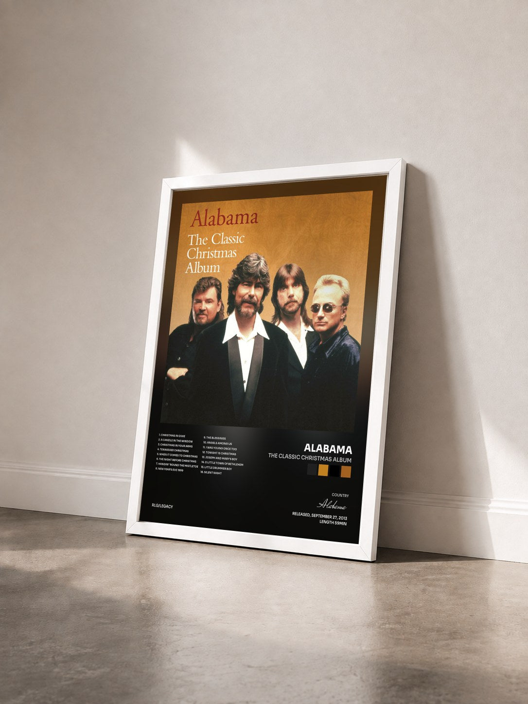 #blanc Tableau de l'album The Classic Christmas Album de Alabama vu de trois quarts, cadre blanc