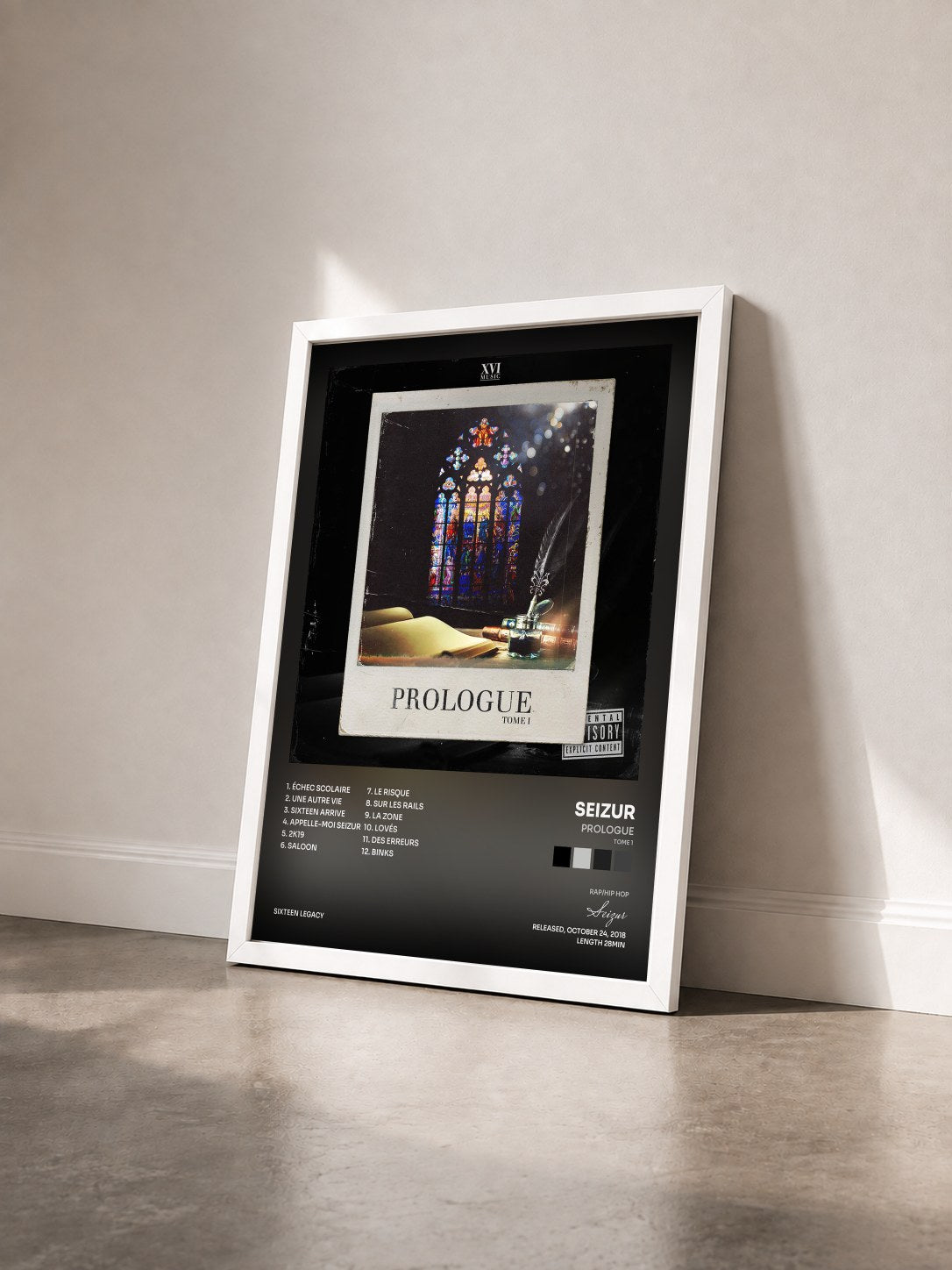 #blanc Tableau de l'album Prologue (Tome 1) de Seizur vu de trois quarts, cadre blanc