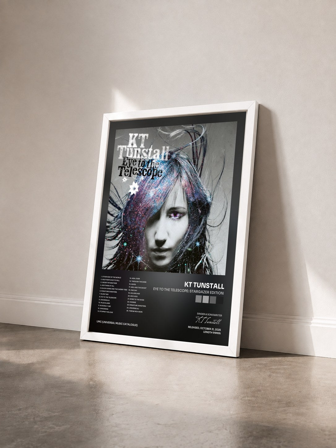 #blanc Tableau de l'album Eye to the Telescope: Stargazer Edition de KT Tunstall vu de trois quarts, cadre blanc