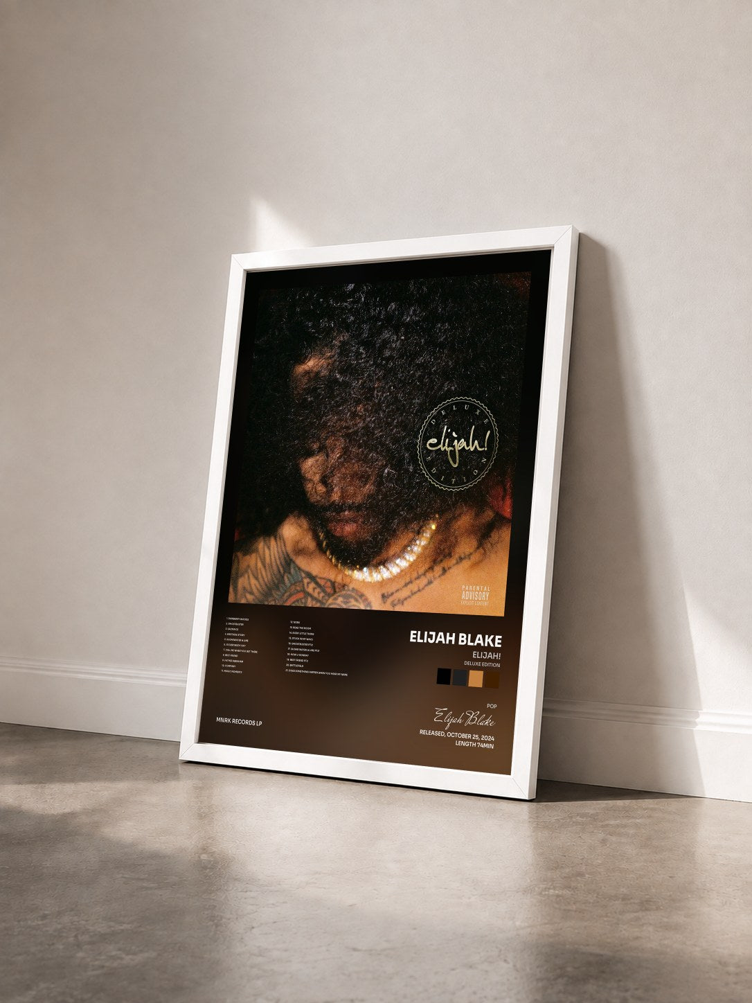 #blanc Tableau de l'album elijah! (Deluxe Edition) de Elijah Blake vu de trois quarts, cadre blanc