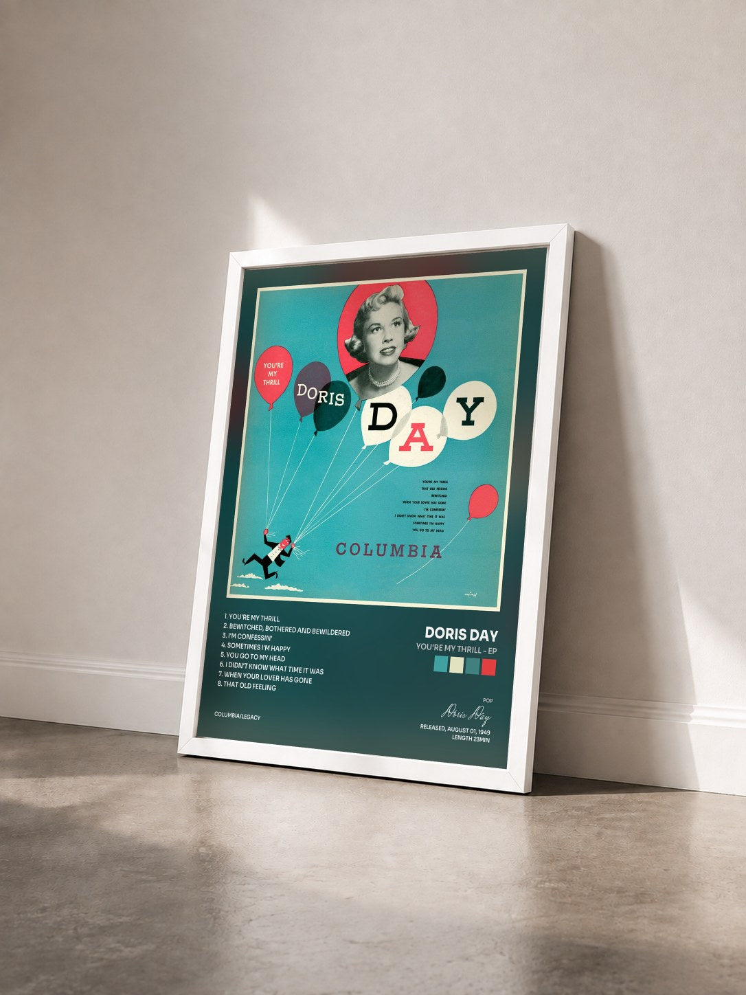 #blanc Tableau de l'album You're My Thrill - EP de Doris Day vu de trois quarts, cadre blanc