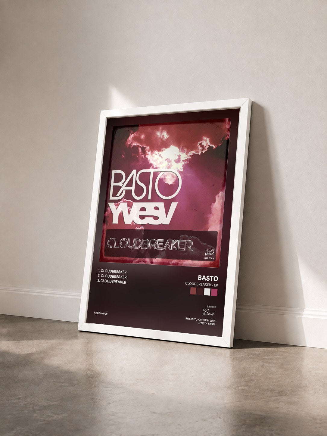 #blanc Tableau de l'album CloudBreaker - Ep de Basto vu de trois quarts, cadre blanc