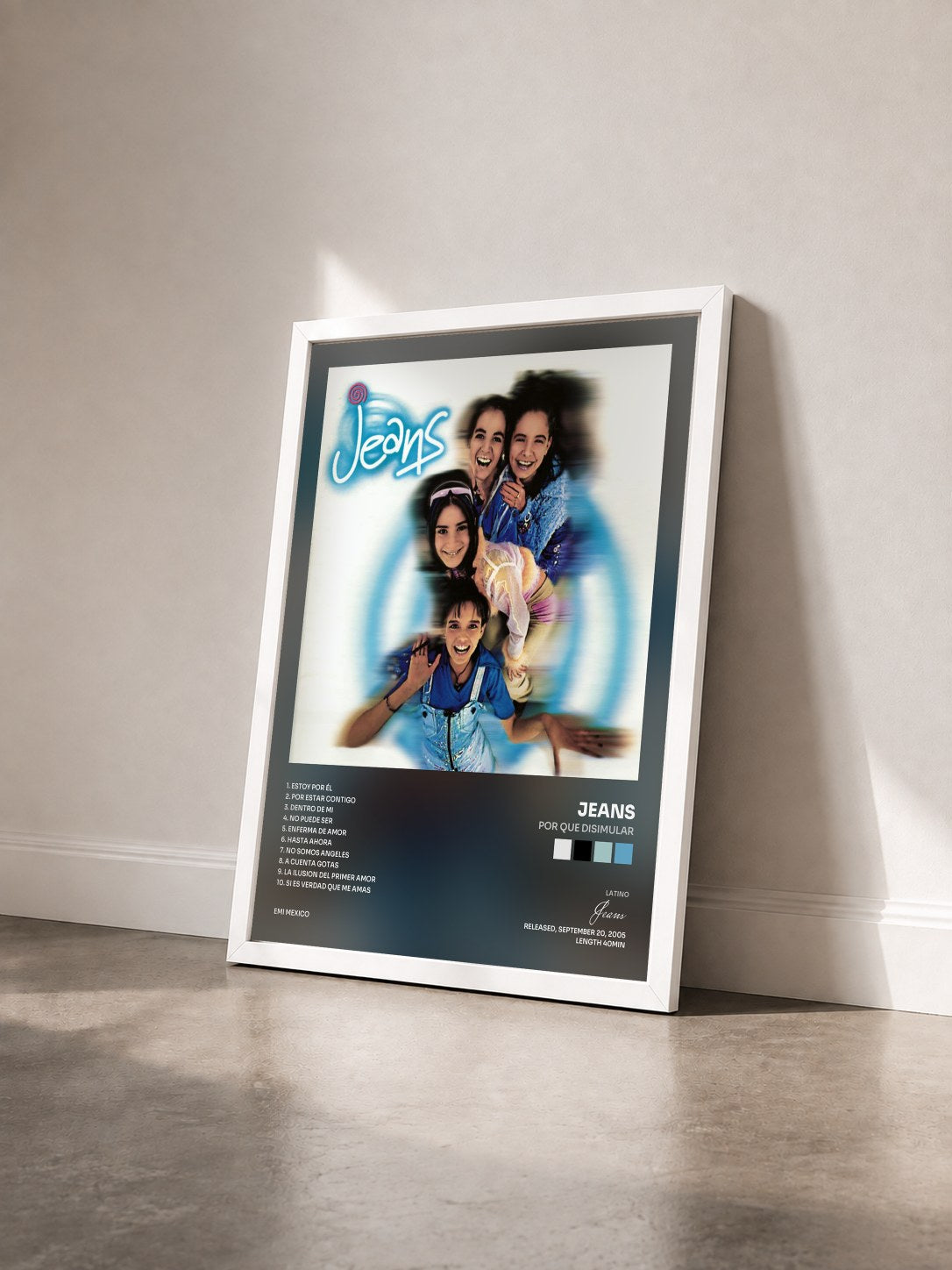 #blanc Tableau de l'album Por Que Disimular de Jeans vu de trois quarts, cadre blanc