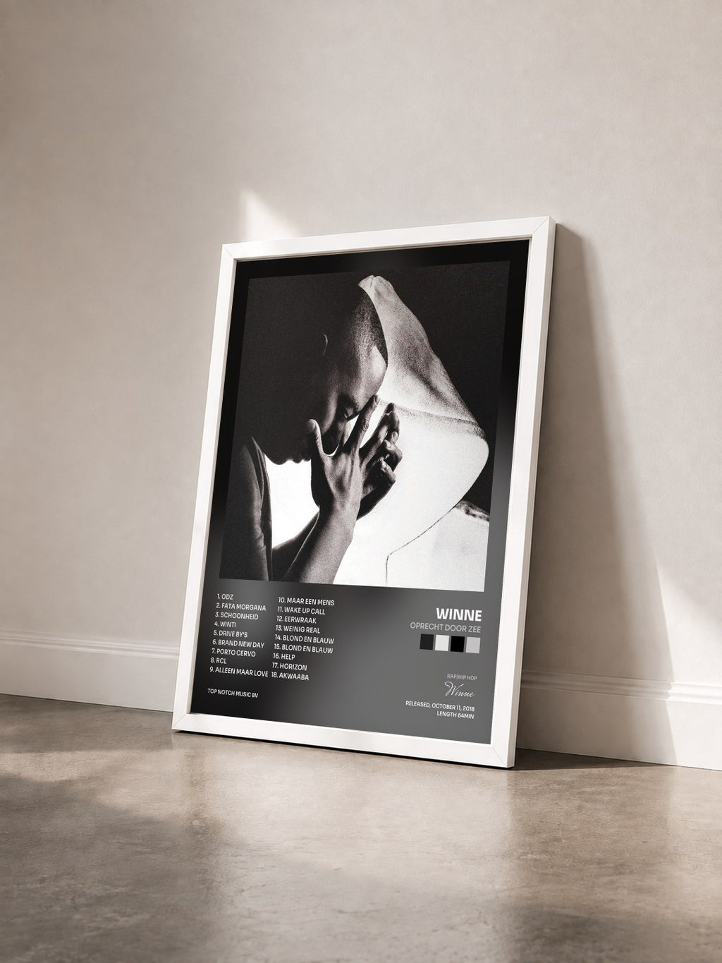 #blanc Tableau de l'album Oprecht Door Zee de Winne vu de trois quarts, cadre blanc