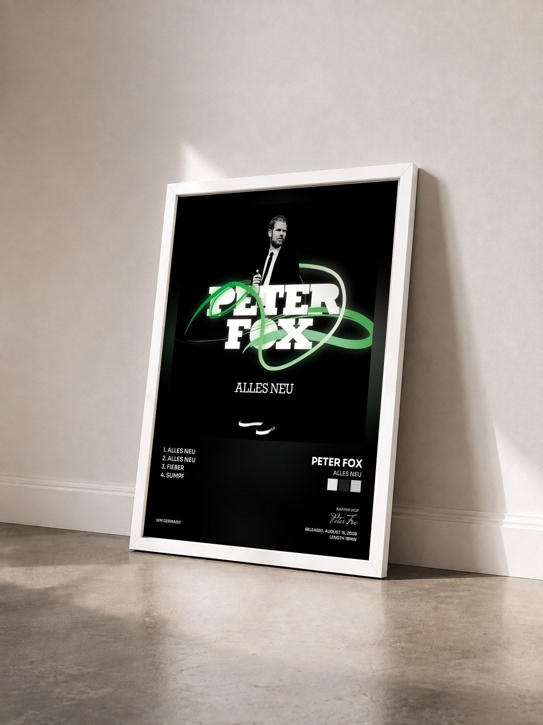#blanc Tableau de l'album Alles neu de Peter Fox vu de trois quarts, cadre blanc