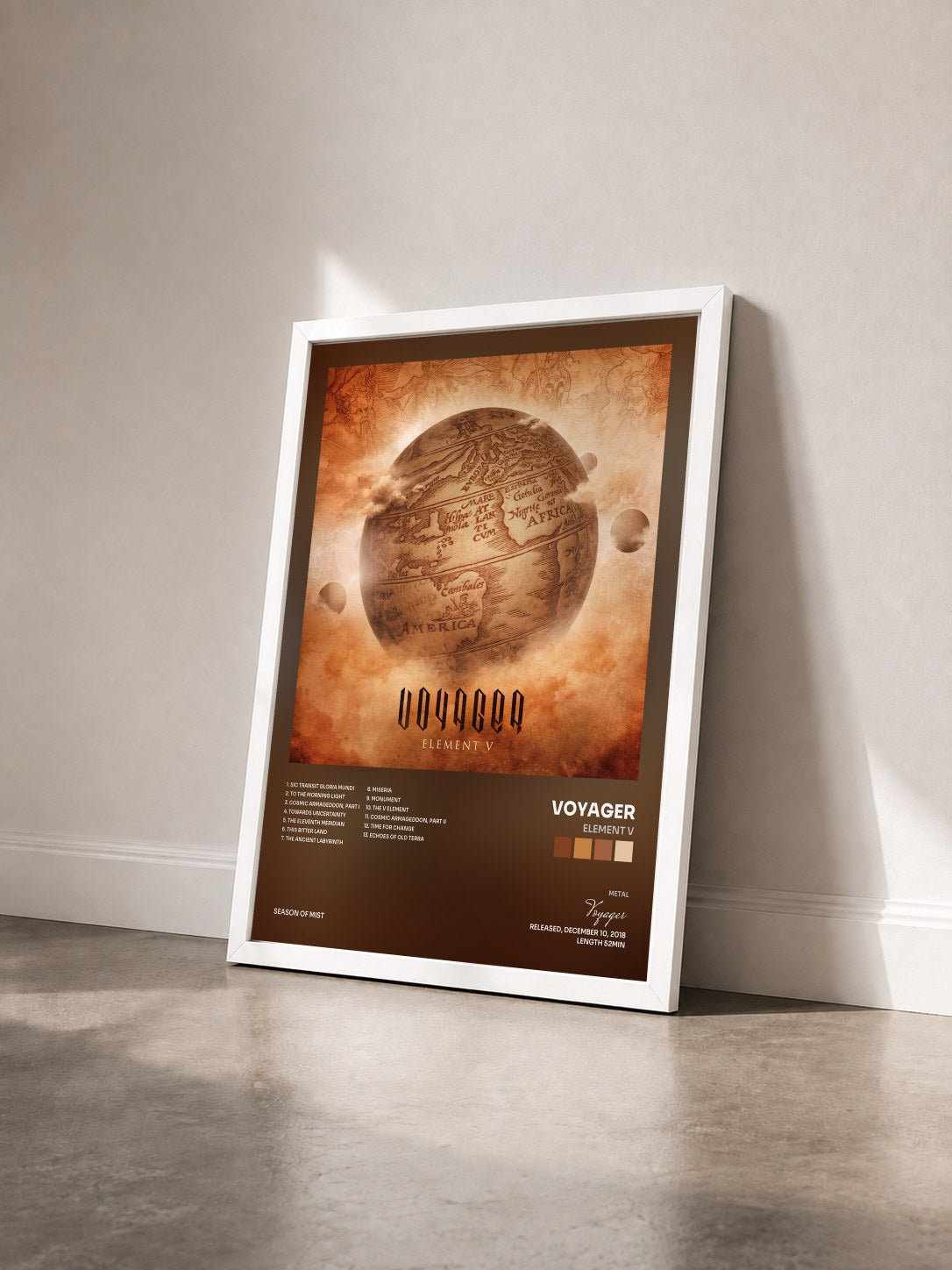 #blanc Tableau de l'album Element V de Voyager vu de trois quarts, cadre blanc