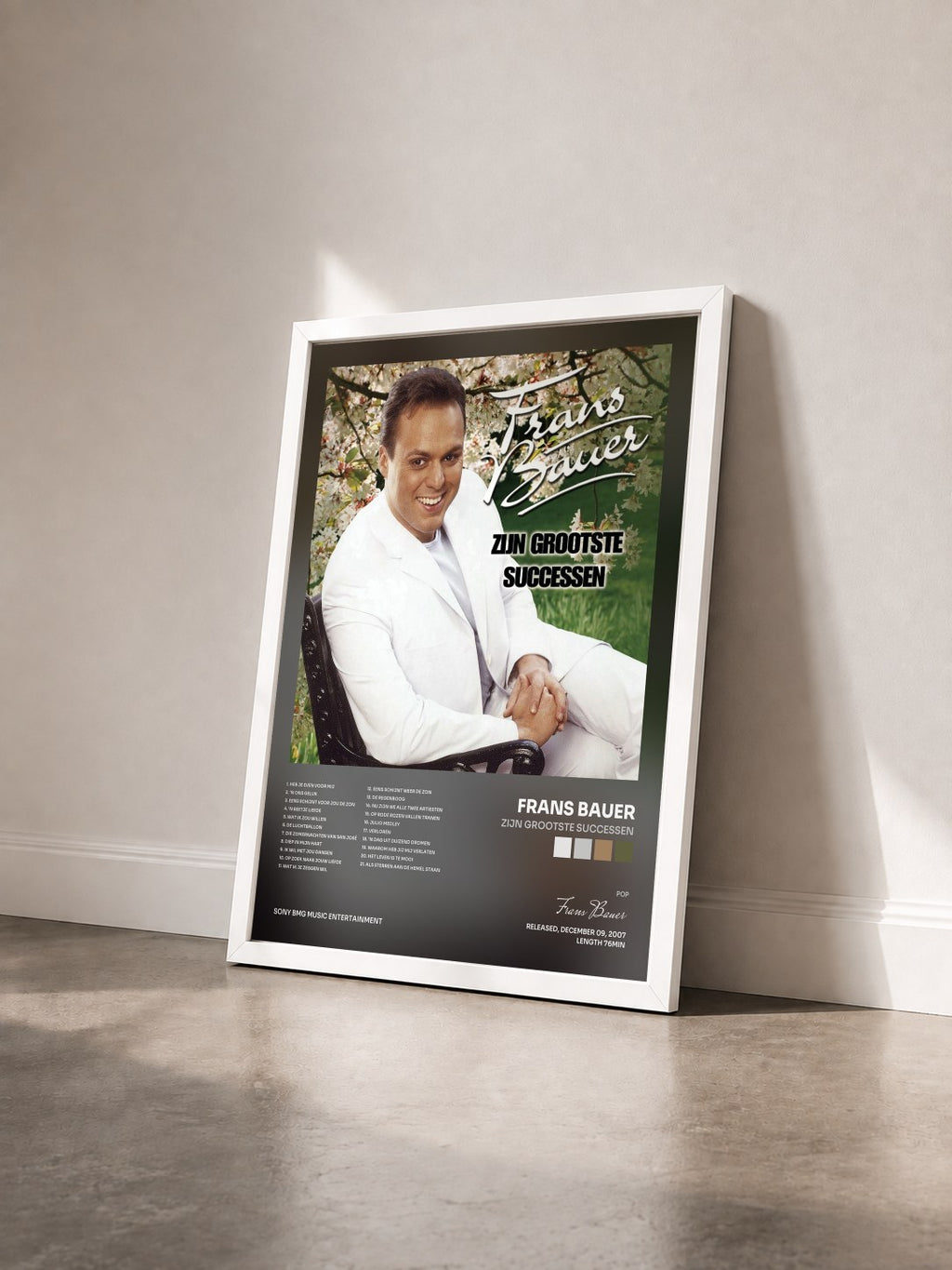 #blanc Tableau de l'album Zijn Grootste Successen de Frans Bauer vu de trois quarts, cadre blanc