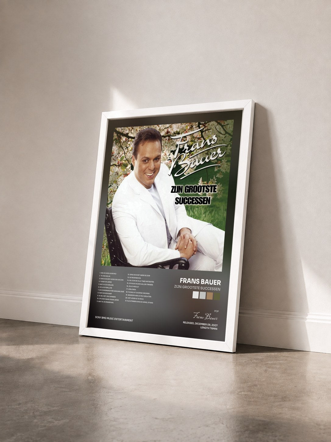 #blanc Tableau de l'album Zijn Grootste Successen de Frans Bauer vu de trois quarts, cadre blanc