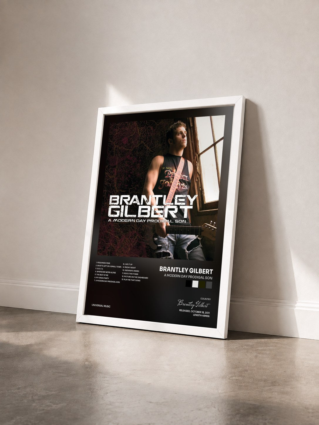 #blanc Tableau de l'album A Modern Day Prodigal Son de Brantley Gilbert vu de trois quarts, cadre blanc