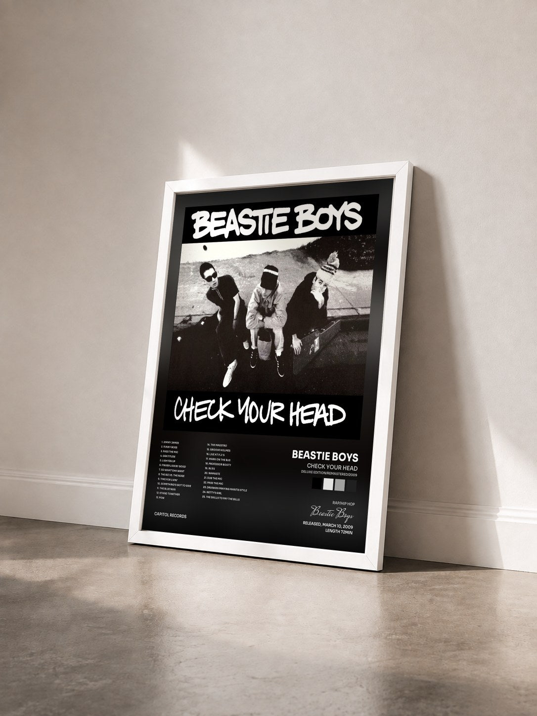 #blanc Tableau de l'album Check Your Head (Deluxe Edition/Remastered/2009) de Beastie Boys vu de trois quarts, cadre blanc